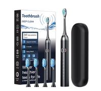 Brosse à dents électrique pour adultes et enfants - Brosse à dents électrique pour adultes | Brosse à dents électronique rechargeable 40000 VPM 6 modes avec étui de voyage, tête 4/8