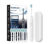 Brosse à dents électrique pour adultes et enfants - Brosse à dents électrique pour adultes | Brosse à dents électronique rechargeable 40000 VPM 6 modes avec étui de voyage, tête 4/8