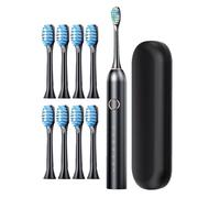 Brosse à dents électrique pour adultes et enfants - Brosse à dents électrique pour adultes | Brosse à dents électronique rechargeable 40000 VPM 6 modes avec étui de voyage, tête 4/8