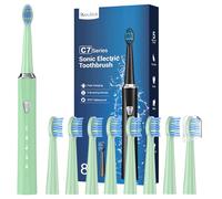 Brosse à dents électrique pour adultes et enfants - Brosse à dents électrique rechargeable avec 8 têtes de brosse, 120 jours d'utilisation et 3 heures de charge rapide, 5 modes, cadeau pour la famille