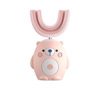 Brosse à dents électrique pour enfants en forme de U, brosse à dents électrique Sonique automatique à 360°, têtes de brosse en gel de silice souple, pour les enfants de 2 à 12 ans. (Rose)