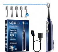 Brosse à dents électrique Pro tout-en-un Sonic avec hydropulseur - Vibration 60°, 5 têtes de brosse, 3 modes, batterie de 30 jours, pour soins des dents sensibles et des appareils dentaires - Bleu