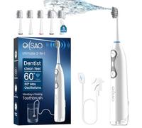 Brosse à dents électrique Pro tout-en-un Sonic avec hydropulseur - Vibration 60°, 5 têtes de brosse, 3 modes, batterie de 30 jours, pour dents sensibles