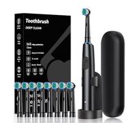 Brosse à dents électrique rotative à suspension magnétique, 5 modes, nettoyage sonique, 8 têtes de brosse et étui de transport, convient pour les enfants et les adultes, les voyages, le camping, le