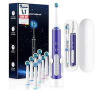 Brosse à Dents Électrique Rotative Pour Adultes et Enfant, 3 Intensités 5 Modes, Brosse à Dent Électrique avec 8 Têtes de Brosse, Étui de Voyage, Étanche IPX7, Batterie 120 Jours