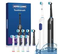 Brosse à dents électrique rotative rechargeable pour adultes - Nettoyage en profondeur - Blanchiment des dents - Blanc