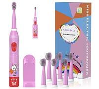 Brosse à dents électrique Sonic pour enfants, brosse à dents intelligente rechargeable pour les enfants en bas âge 3-12 ans avec 30 secondes Rappel, 2 Minutes Minuterie, 6 modes, 2 têtes de brosse