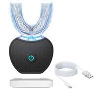 Brosse à Dents électrique Sonique En U à 360° for Adultes, Brosse à Dents à Nettoyage Automatique à 360°, Dent électrique Sans Fil Ultrasonique, Outil De Nettoyage Buccal(Black)