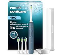 Brosse à dents électrique sonique Philips Sonicare série 4100 - capteur de pression, 4 réglages, EasyStart, SmarTimer, 21 jours d’autonomie, étui de voyage, coloris bleu marine, HX4046/48, [Nouveau]