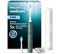 Brosse à dents électrique sonique Philips Sonicare série 4100 - capteur de pression, 4 réglages, EasyStart, SmarTimer, 21 jours d’autonomie, étui de voyage, coloris vert forêt, HX4042/46, [Nouveau]