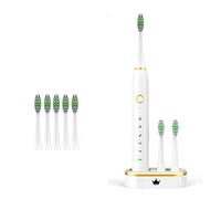 Brosse à Dents éLectrique Sonique Pour Adultes Avec 5 TêTes De Brossage Et Station De Chargement Brosse à Dents éLectrique Rechargeable Avec 2 Minutes, Minuterie Intelligente Et 5 Modes（Blanc）…