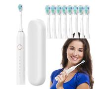 Brosse à dents électrique sonique pour adultes - Brosse à dents rechargeable de 40 000 VPM pour nettoyage en profondeur | Kit de soins bucco-dentaires | 6 modes, minuteur, 8 têtes Étui de voyage