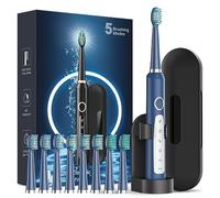 Brosse à dents électrique sonique pour adultes - Brosses à dents électriques rechargeables avec 8 têtes de brosse et étui de voyage, blanchiment des dents, brosse à dents électrique électrique