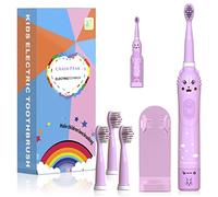 Brosse à dents électrique sonique pour enfants, brosse à dents sonique pour garçons filles de 3 à 12 ans avec rappel de 30 s, minuterie de 2 minutes, 6 modes, 4 têtes de brosse avec support