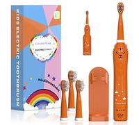 Brosse à dents électrique sonique pour enfants, brosse à dents sonique pour garçons filles de 3 à 12 ans avec rappel de 30 s, minuterie de 2 minutes, 6 modes, 4 têtes de brosse avec support