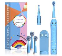 Brosse à dents électrique sonique pour enfants, brosse à dents sonique pour garçons filles de 3 à 12 ans avec rappel de 30 s, minuterie de 2 minutes, 6 modes, 4 têtes de brosse avec support