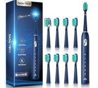 Brosse à Dents Électrique Soniques, Brosse a Dents Électrique pour Adultes et Enfants avec 5 Modes, Minuterie Intégrée et 9 Têtes Electric Toothbrush(Bleu)