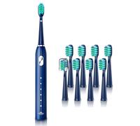 Brosse à Dents Électrique Soniques, Brosse a Dents Électrique pour Adultes et Enfants avec 5 Modes, Minuterie Intégrée et 9 Têtes Electric Toothbrush (bleu)