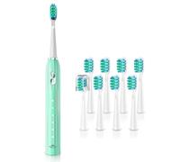 Brosse à Dents Électrique Soniques, Brosse a Dents Électrique pour Adultes et Enfants avec 5 Modes, Minuterie Intégrée et 9 Têtes Electric Toothbrush(Vert)