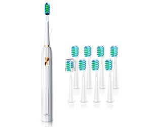 Brosse à Dents Électrique Soniques, Brosse a Dents Électrique pour Adultes et Enfants avec 5 Modes, Minuterie Intégrée et 9 Têtes Electric Toothbrush(Blanc)