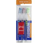 Elgydium Brosse à dents Inter-Active Souple – Lot de 3 (2+1 offerte)