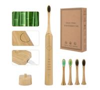 Brosse à dents en bambou électrique pour adultes, Brosses à dents soniques, 5 modes 2 minutes smart timer brosse à dents électrique ipx7 étanche 40000 moteur VPM, nettoyage en profondeur pour adultes