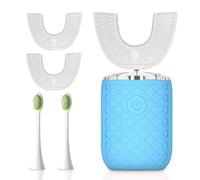 Brosse à dents en forme de U pour adultes, brosse à dents électrique sonique automatique, bouche complète, nettoyage oral à 360 ° et blanchiment des taches, étanchéité IPX7, rechargeable, 3 têtes de