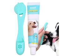 Brosse à dents et dentifrice pour chien - Extrait de bœuf naturel - Dentifrice pour chiot - Design manchon de doigt - Kit de brosse à dents en silicone avec dentifrice pour chats, chiots