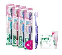 Brosse à dents GUM PRO SENSITIVE | brins ultra-doux pour dents et gencives sensibles | tête compacte | 4 x 1 pièce (avec 1 échantillon gratuit)