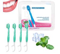 Brosse à dents jetable avec brosse à dents, 5 en 1 mini dentifrice de voyage jetable et portable, emballé individuellement, gratte-langue, fil dentaire, cure-dents (10 pièces, saveur thé vert)
