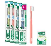 Brosse à dents manuelle GUM CLASSIC | Nettoyage Efficace | Manche Bio-Sourcé* | Brins Souples | 4 brosses à dents (dont 1 échantillon)