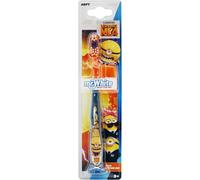 Brosse à dents manuelle pour enfants Mr. White Minions avec ventouse et bouchon de voyage Poils souples Jaune et bleu 1 pièce