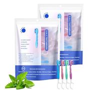 Brosse À Dents Portable 5 En 1, Fil Dentaire, Gratte-langue Et Cure-dents, Brosse À Dents Portable Avec Billes De Rafraîchissement, Parfaite Pour Les Voyages Et L'usage Quotidien (2Bag)