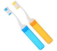 Brosse à Dents Portable Pliable 2 Pièces en Plastique, Mini Format | Poignée à Pouce, Poils Souples, pour Maison et Escapades du W nd, Design Compact