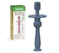 Brosse a dents pour bebe haakaa 360 avec base d'aspiration - nettoyage doux pour l'auto-brossage du nourrisson Bouclier de securite reglable en s