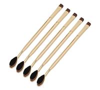 Brosse à dents pour fond de teint, brosse de maquillage à Double extrémité, cheveux doux, poignée en galvanoplastie dorée, pour maquilleurs femmes, ensemble de 5 pièces