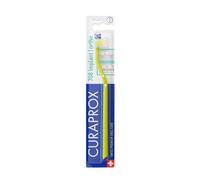 Brosse À Dents Pour Implants Curaprox - Pour Implants, Appareils Dentaires Et Zones Difficiles D'accès | Tête Compacte À 7 Poils | Manche Flexible | Emballage Individuel | Vert-Jaune