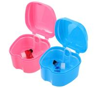 Brosse à Dents pour Prothèses Dentaires 2 Sets Pp Nylon Bleue | Forme Pomme, Rose Incluse, Usage Maison et Voyage, Accessoire Étui Brosse