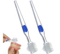 Brosse à Dents Pp Nylon Double Face, Lot de 2, pour Prothèses Dentaires | Nettoyage des Résidus et Taches, Outil Transparent, Entretien Quotidien du Dentier, Prise en Main Simple