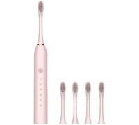 Brosse à dents rechargeable, nettoyage en profondeur, brosse à dents électronique, étanche IPX7, avec 4 têtes de rechange (rose)