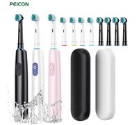 Brosse à dents rotative électrique, nettoyage en profondeur, blanchiment des dents pour adulte, brosse à dents ultrasonique avec 4/8 têtes de rechange de recharge Pink 8 heads Box