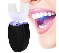 Brosse à dents sonique électrique adulte en forme de U brosse à dents de nettoyage automatique, charge de la brosse à dents de blanchiment des dents Blu-ray électrique(noir)