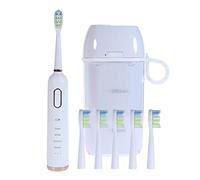 Brosse à dents sonique, ensemble de brosses à dents électriques avec 6 têtes de brosse et un étui de voyage, il comprend des fonctions de nettoyage UV-C et de séchage à l'air, 41000 VPM 4 modes et 3 intensités, une charge pendant 90 jours (blanc).