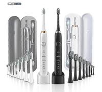Brosse A Dents Sonique Sarmocare S100 ¿ 8 Tetes De Brosse + Technologie De Blanchiment Pour Un Sourire Eclatant Blanc