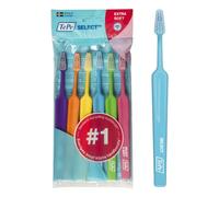 Brosse à Dents TePe Select, Extra-Souple, Couleurs Assorties, 1pc | Brosse efficace pour l'élimination de la plaque dentaire, Tête de brosse effilée, Nettoyage en douceur, Brins extra-souples