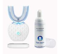 Brosse à Dents Ultrasonique Automatique, Brosse à Dents Électrique avec Nettoyage 360°, Design en U, 4 Modes, Brosse Blanchissante avec Minuteur, Pour Adultes, Nettoyage en Profondeur (blanc)