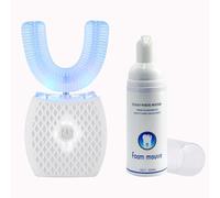 Brosse à Dents Ultrasonique Automatique, Brosse à Dents Électrique avec Nettoyage 360°, Design en U, 4 Modes, Brosse Blanchissante avec Minuteur, Pour Adultes, Nettoyage en Profondeur (Blanc)