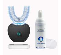 Brosse à Dents Ultrasonique Automatique, Brosse à Dents Électrique avec Nettoyage 360°, Design en U, 4 Modes, Brosse Blanchissante avec Minuteur, Pour Adultes, Nettoyage en Profondeur (Noir)