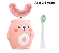 Brosse À Dents Ultrasonique Bran Pour Enfants ¿ Brosse En Silicone Souple En Forme De U, 6 Modes, Étanche, Design Mignon Pour Les 2 À 14 Ans