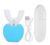 Brosse à dents ultrasonique en forme de U, Brosse à dents automatique professionnelle Kit de blanchiment des dents de brosse à dents électrique sonique à 360° avec lumière LED pour adultes(bleu)